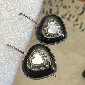 Vintage 925 Heart Earrings